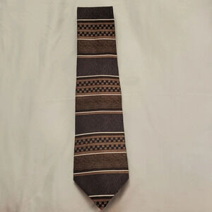 David Taylor Mens Tie Navy, Off White & Hues of Browns